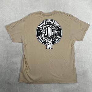 Vintage Independent T-Shirt Mens L Beige Built To Grind Skeleton Skateboard Y2K